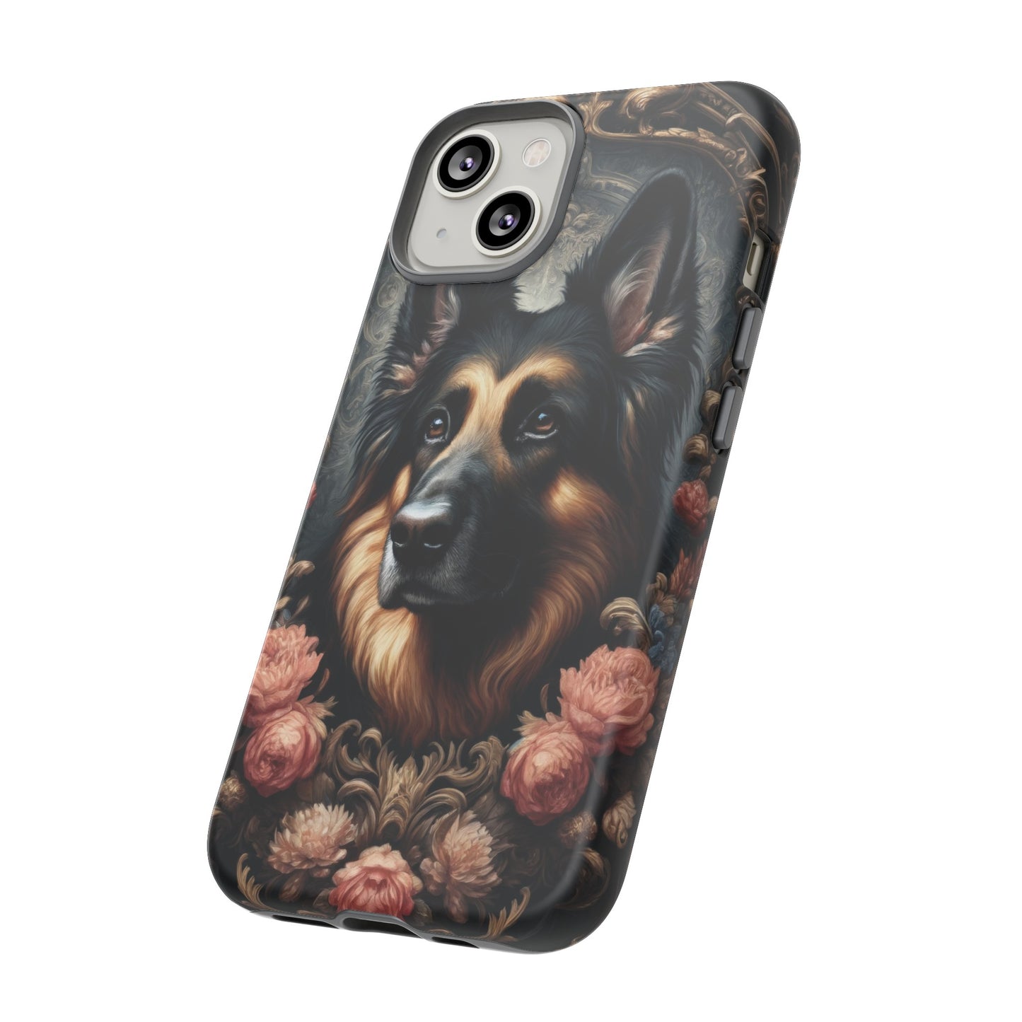 Gothic, high angle German Shepherd Phone Case