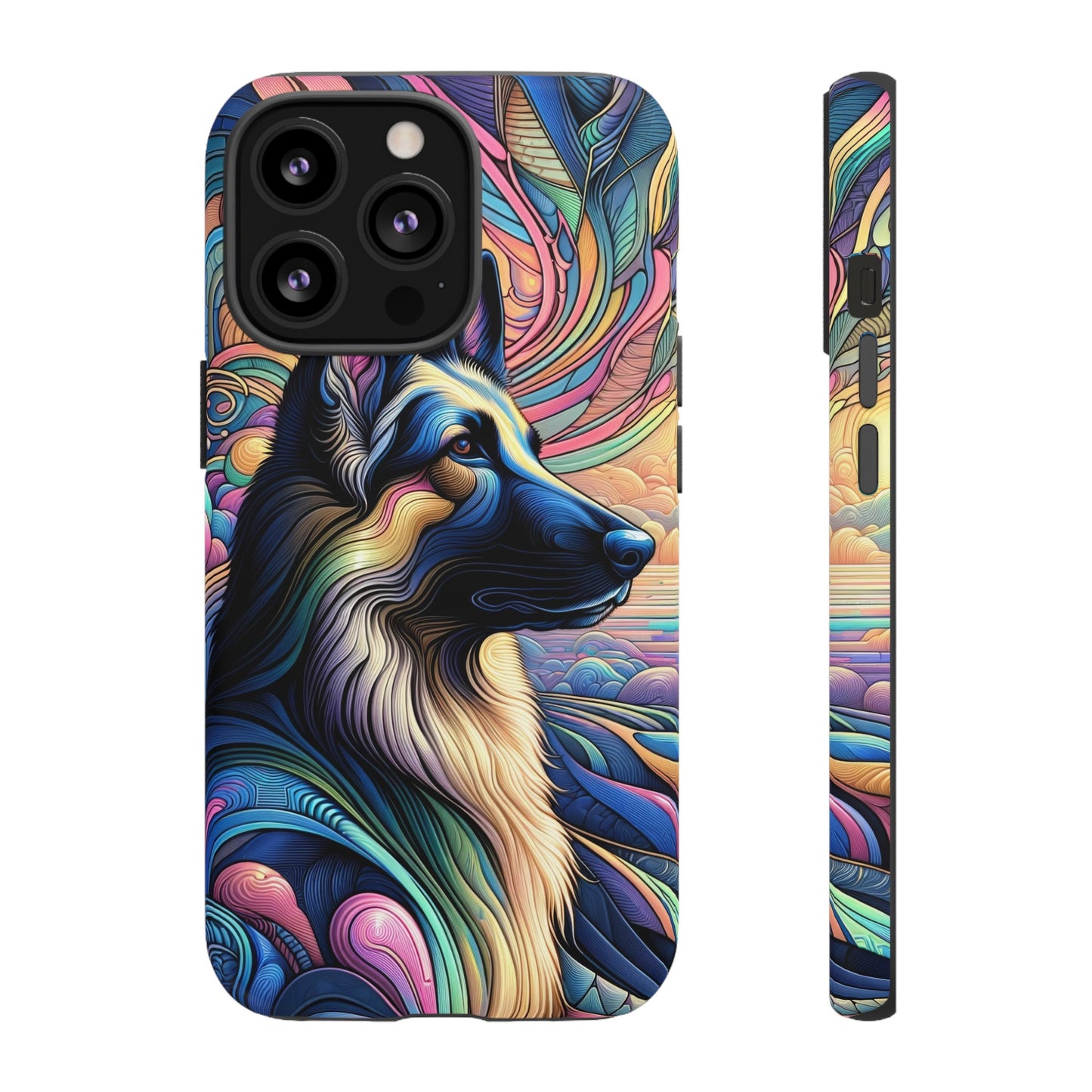 Art nouveau and vaporwave German Shepherd Phone Case