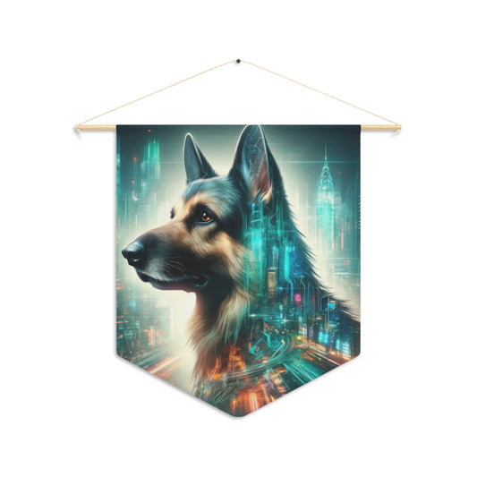 Cyberpunk German Shepherd Pennant