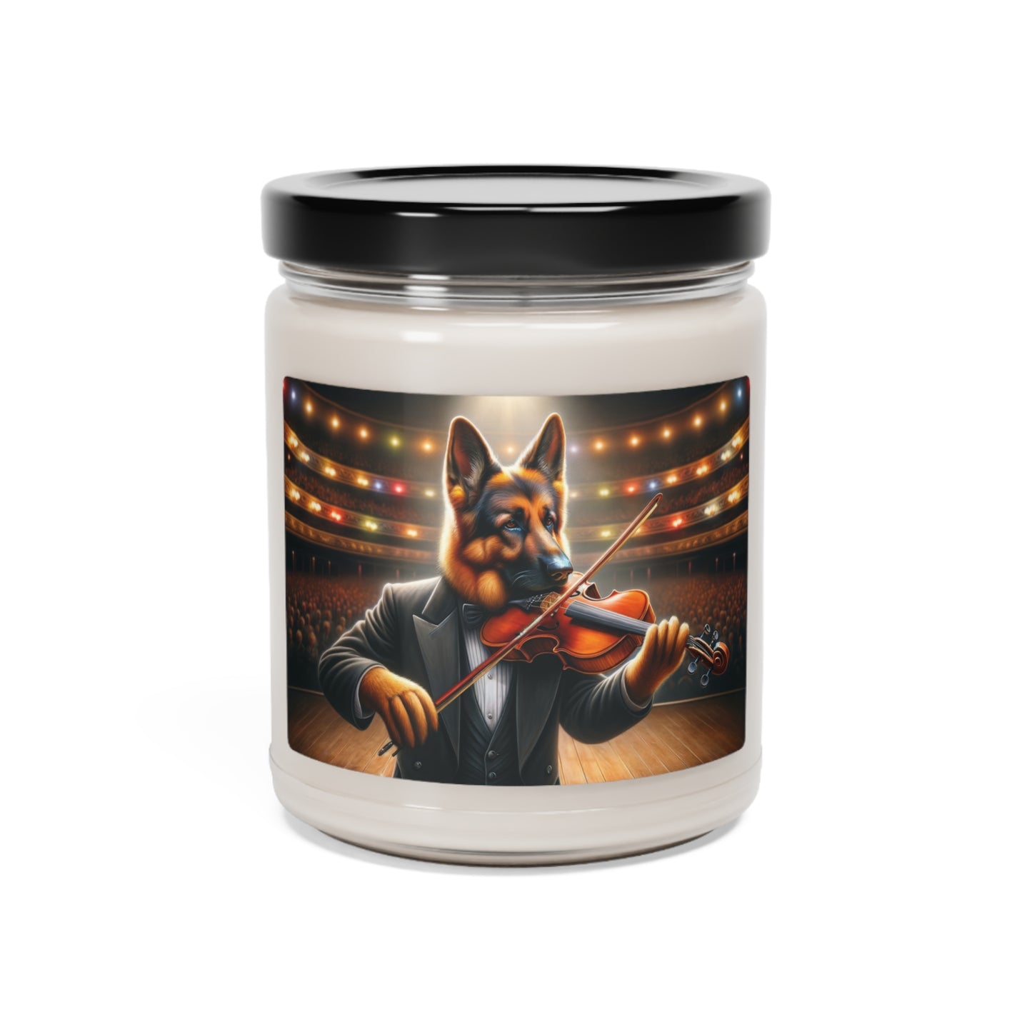 German Shepherd Playing the violin Scented Soy Candle, 9oz