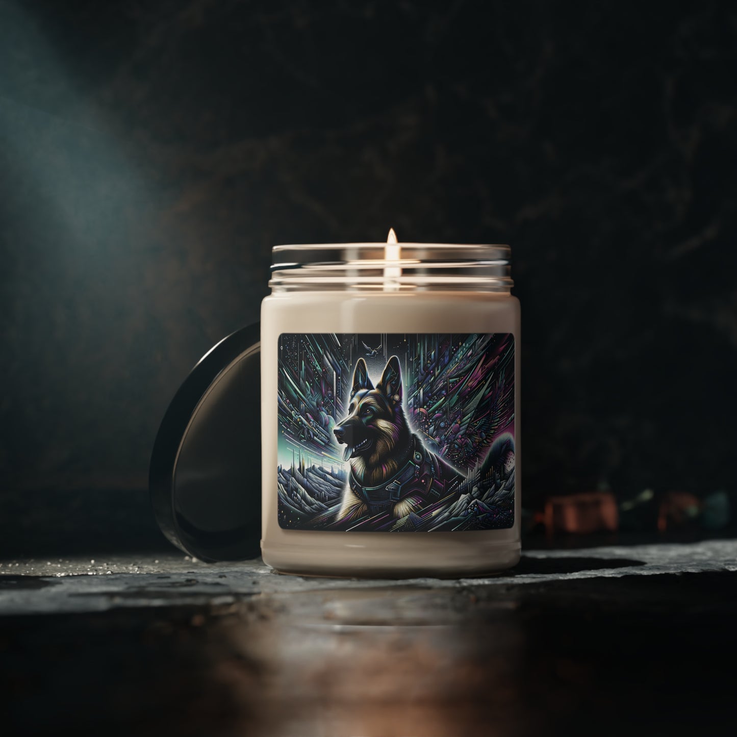 Futurism and gothic German Shepherd Scented Soy Candle, 9oz