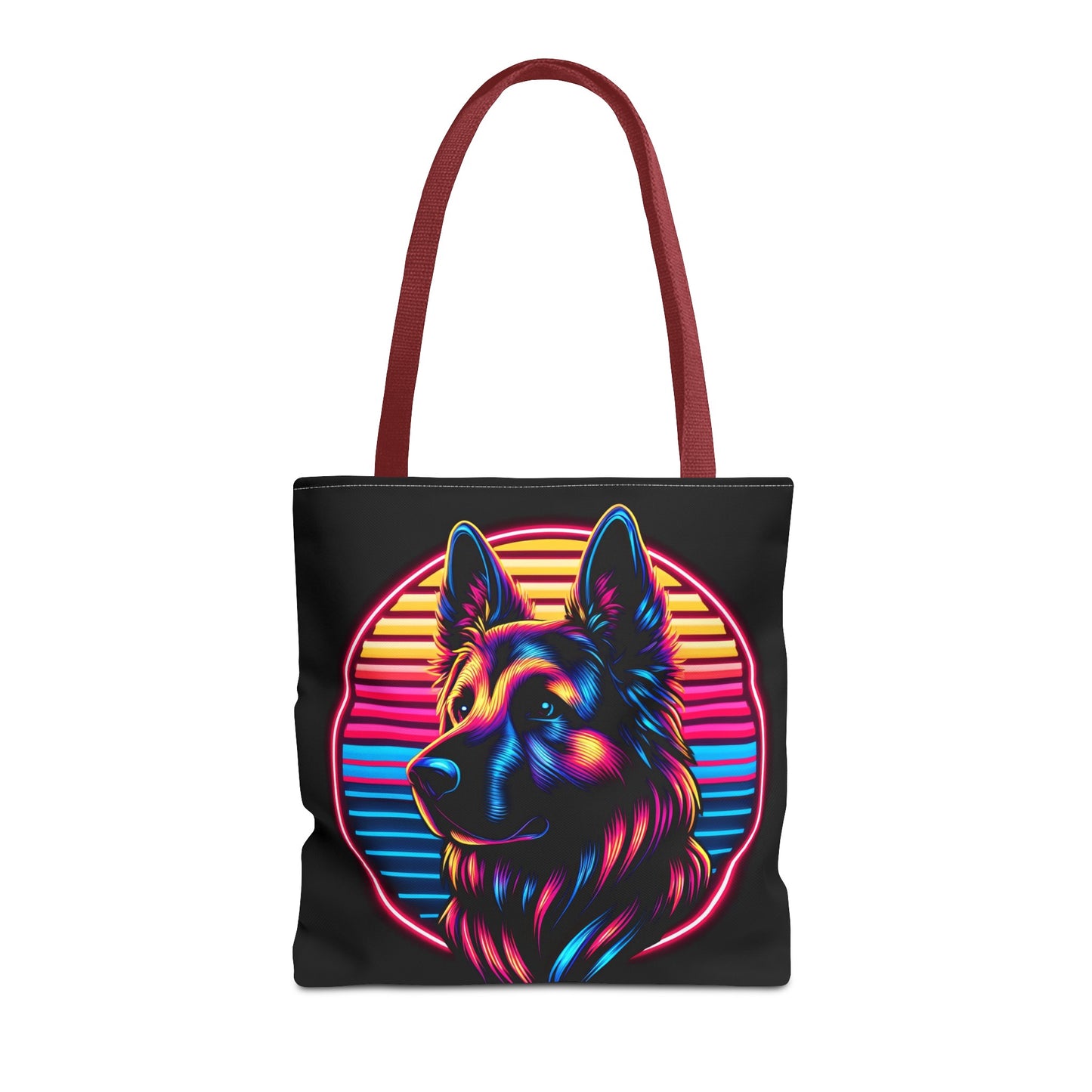 Retro wave and concept art German Shepherd Tote Bag