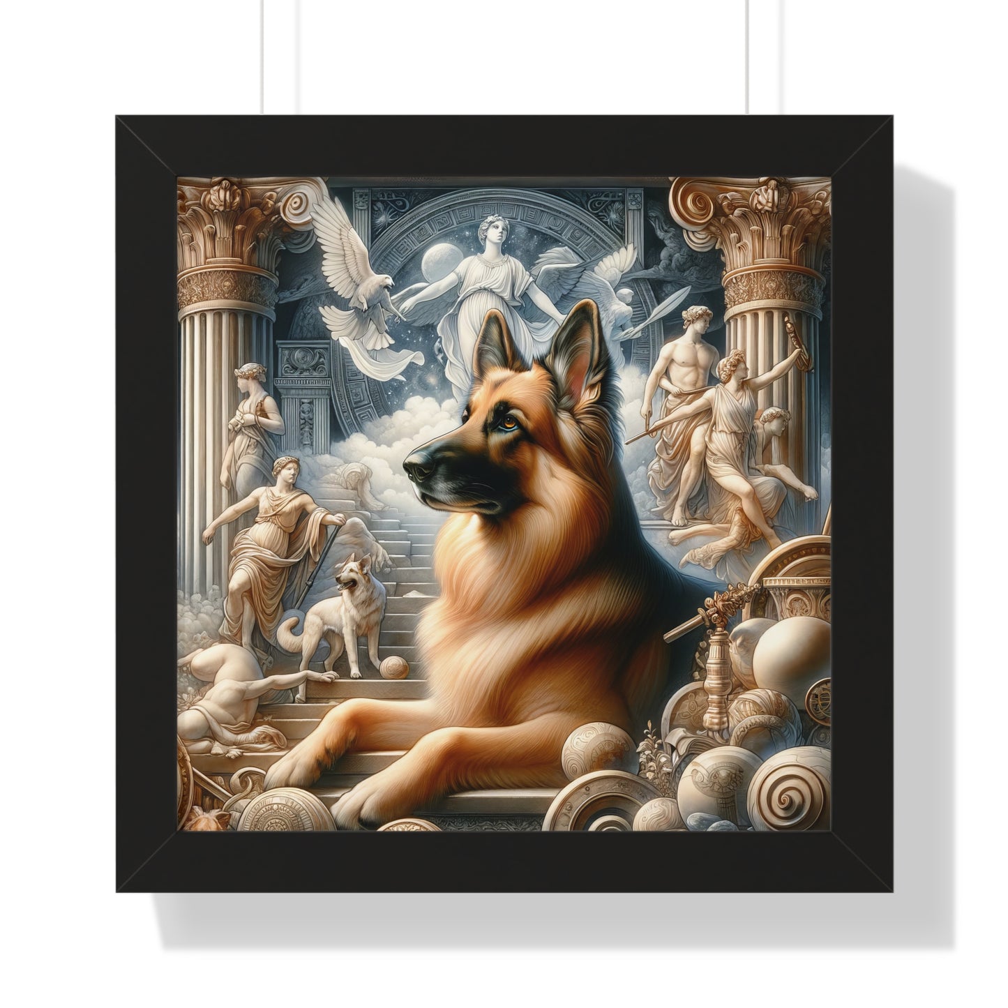 Neo-classicism and dreamy fantasy German Shepherd Framed Poster Painting 16x16