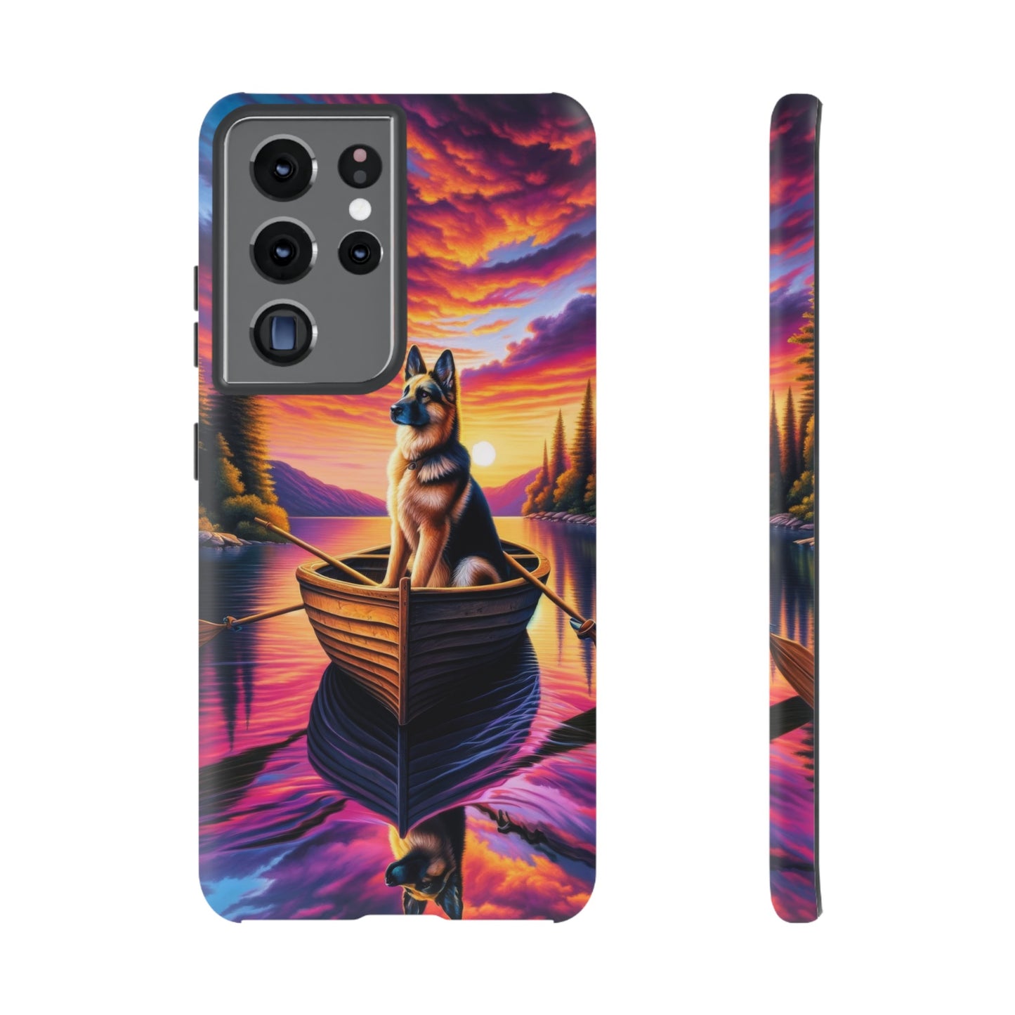 German Shepherd Rowing a boat Phone Case