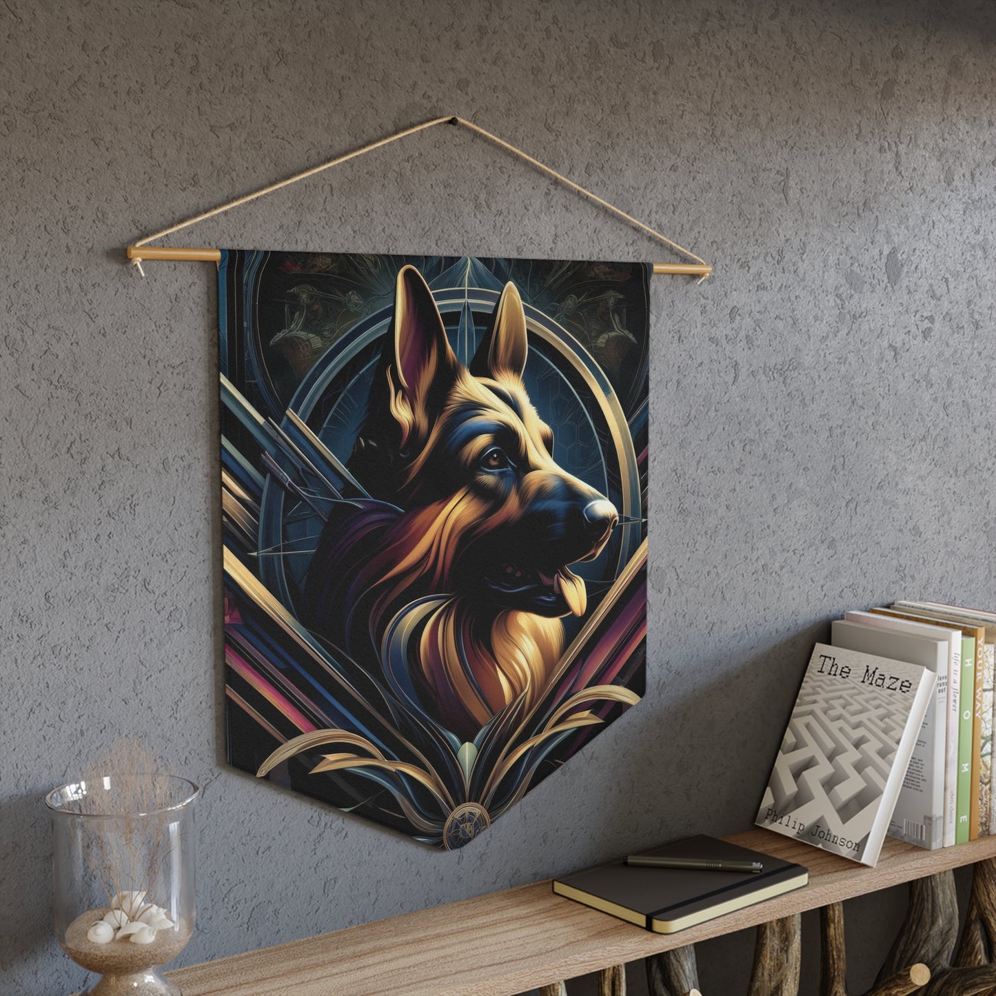 Gothic inspired German Shepherd Pennant