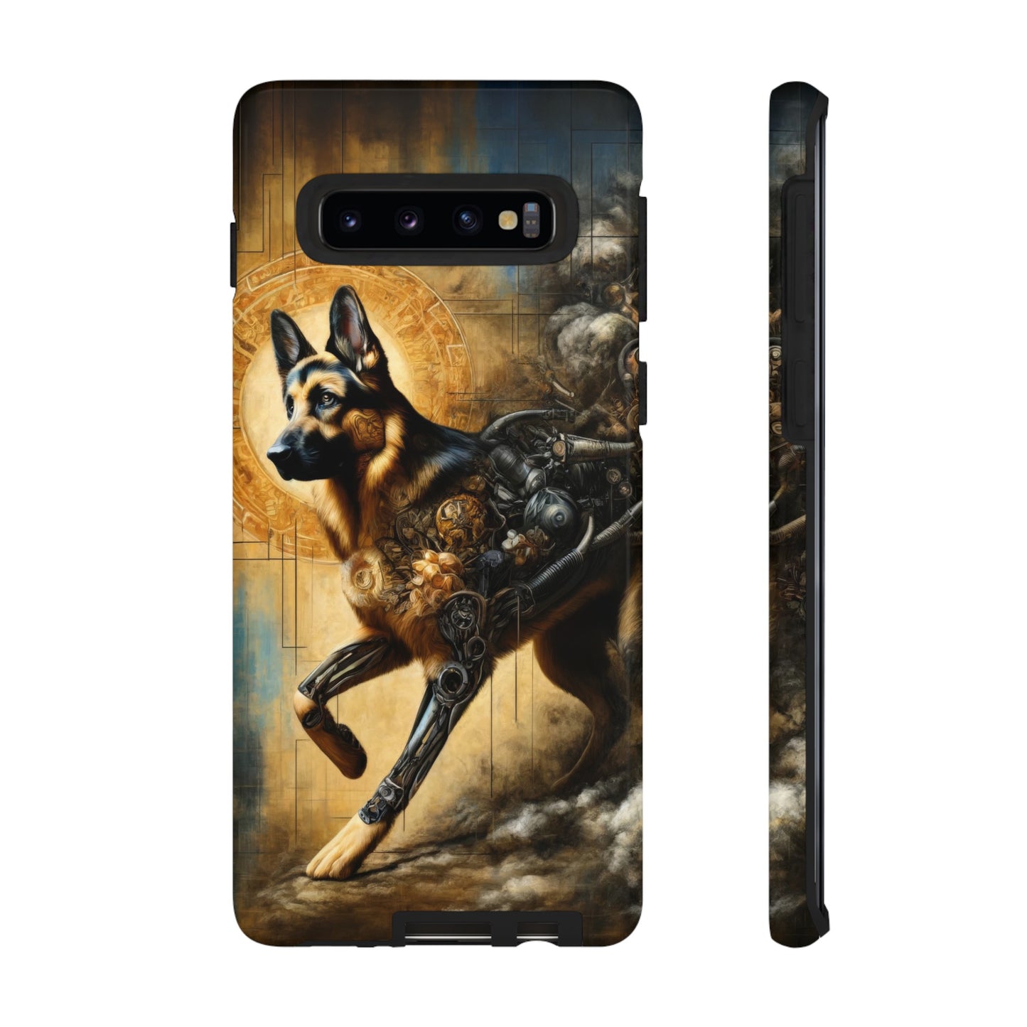 Byzantine, charcoal, and cybernetic German Shepherd Phone Case