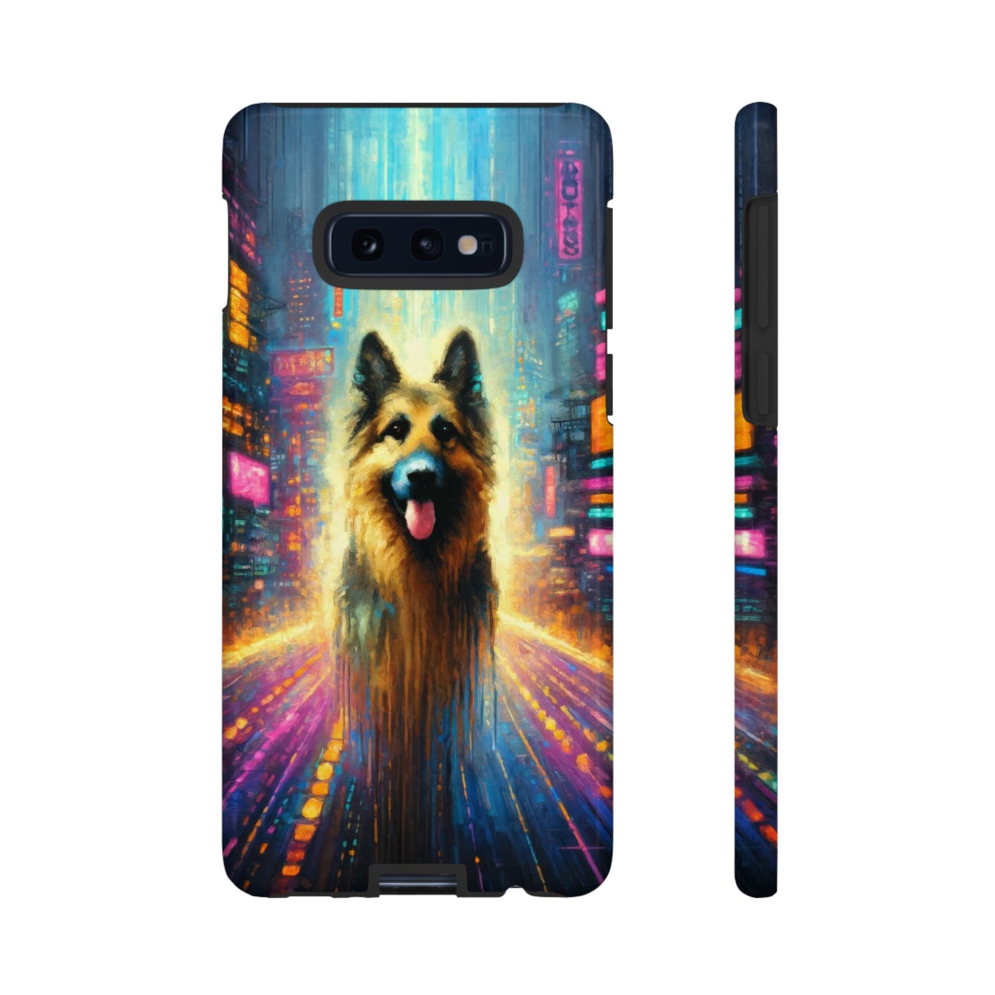 Impressionism meets cyberpunk German Shepherd Phone Case