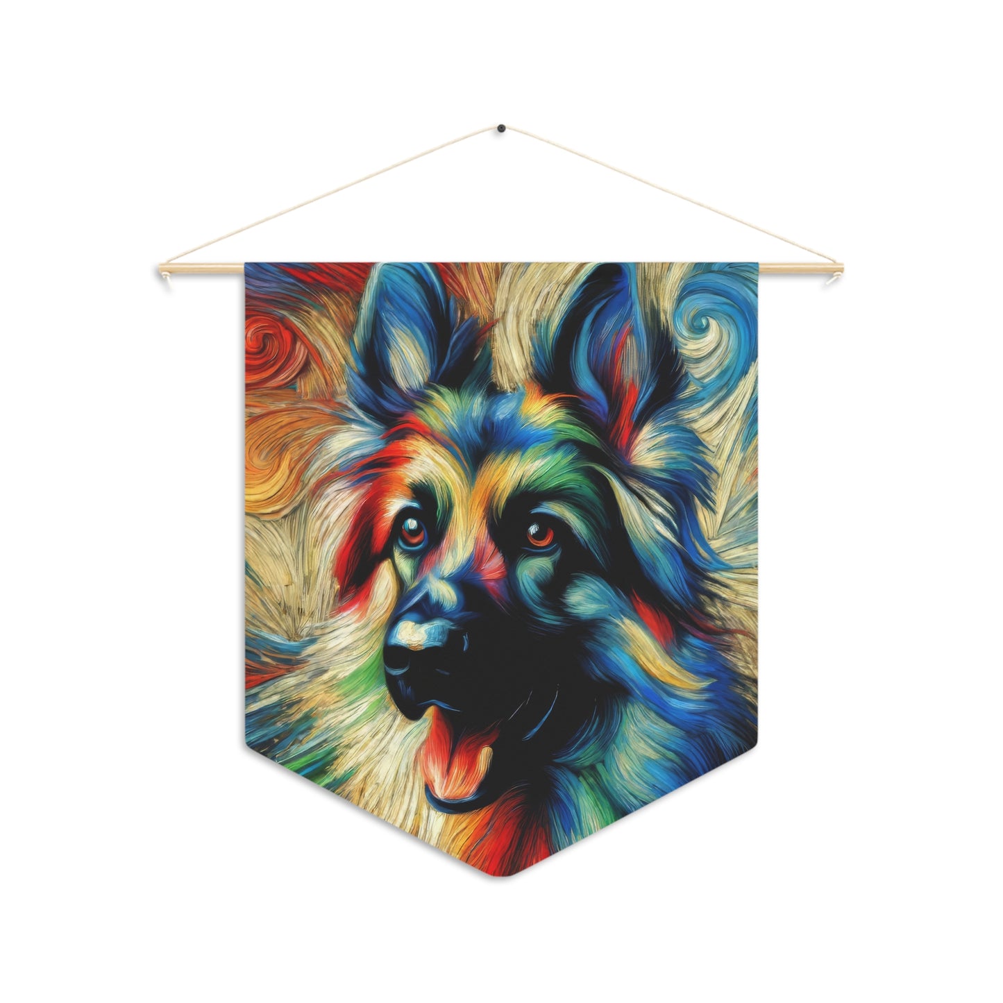 Fauvism scratchboard technique German Shepherd Pennant