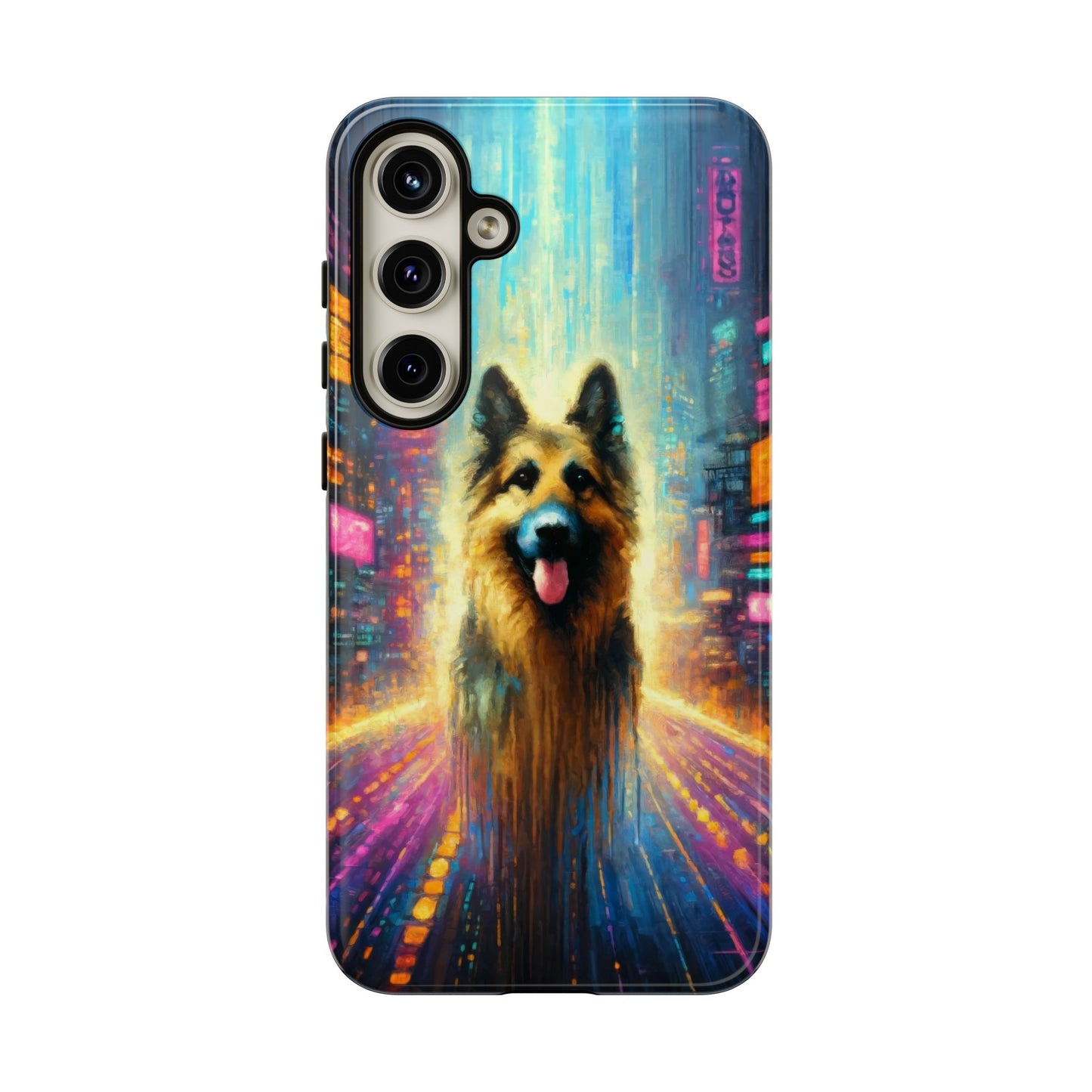 Impressionism meets cyberpunk German Shepherd Phone Case