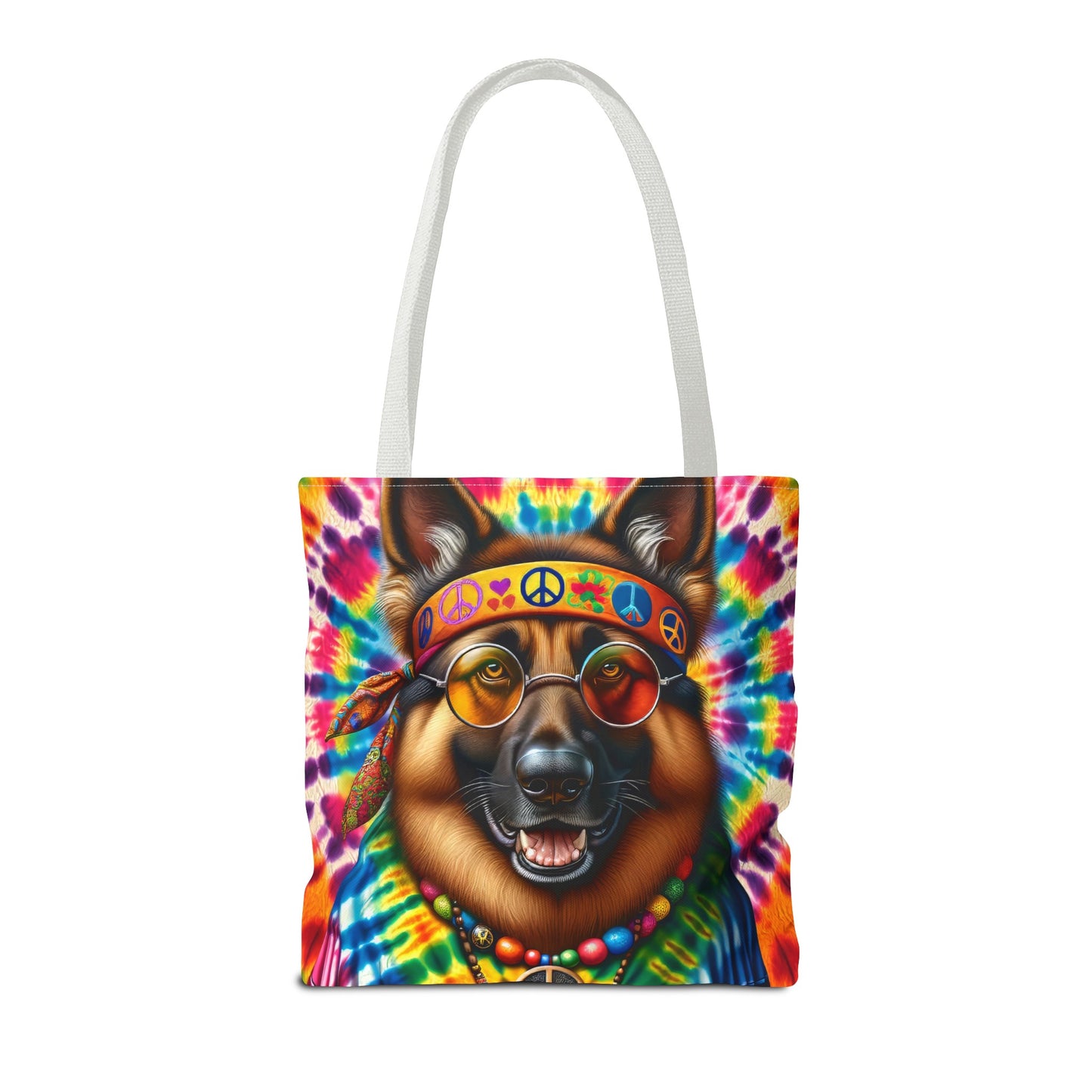 Hippie German Shepherd Tote Bag