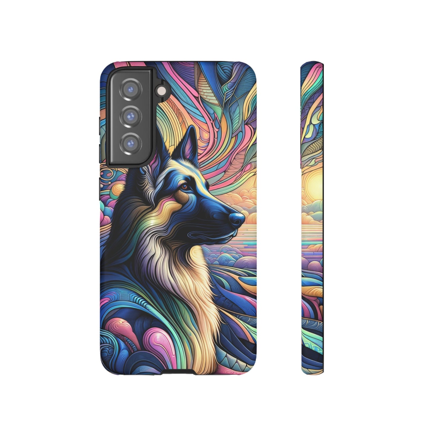 Art nouveau and vaporwave German Shepherd Phone Case