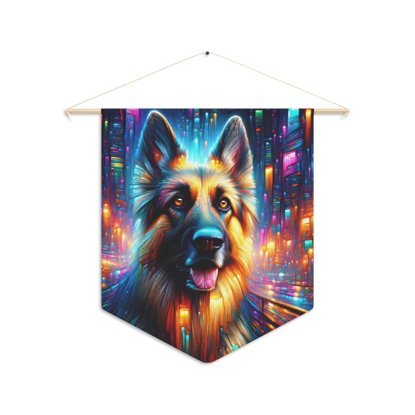 Neon light German Shepherd Pennant