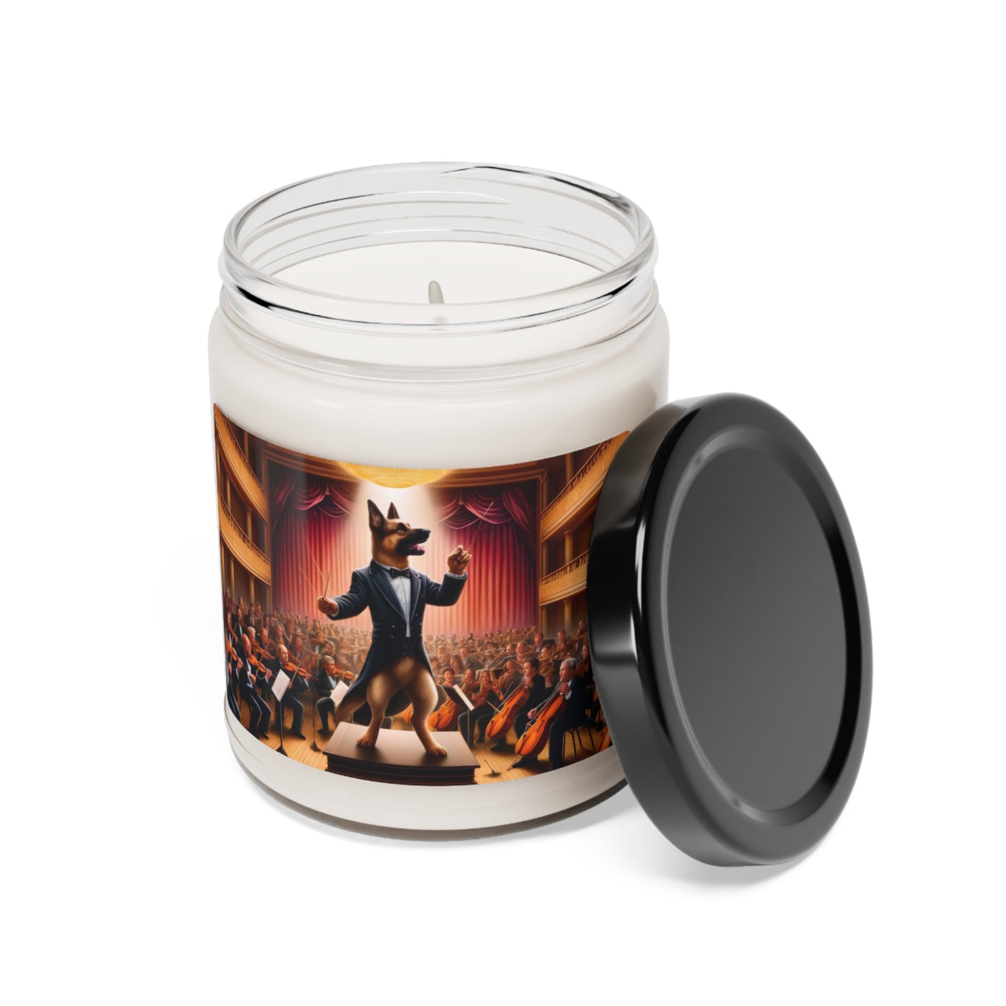 German Shepherd Conducting an Orchestra Scented Soy Candle, 9oz