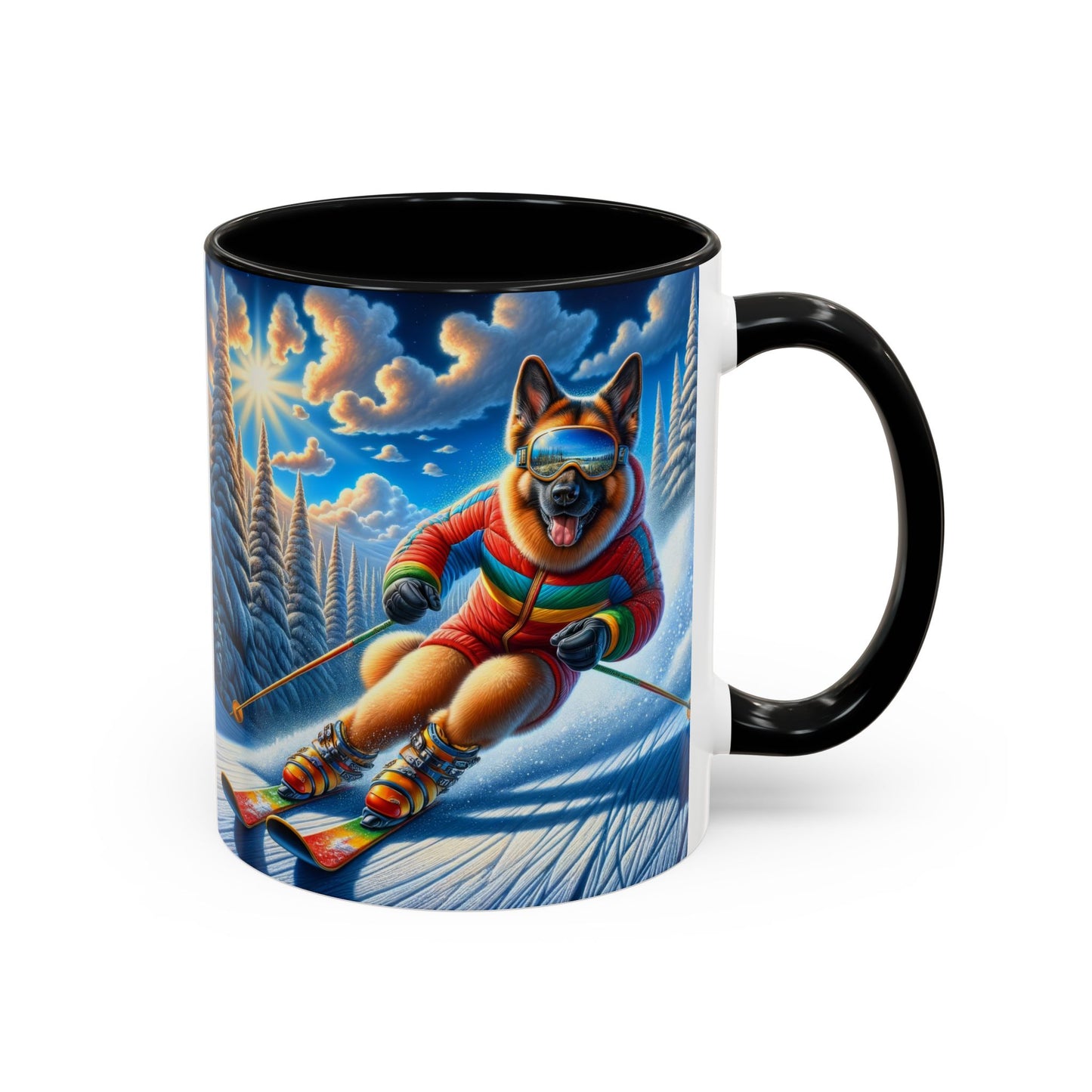 German Shepherd Skiing Coffee Mug