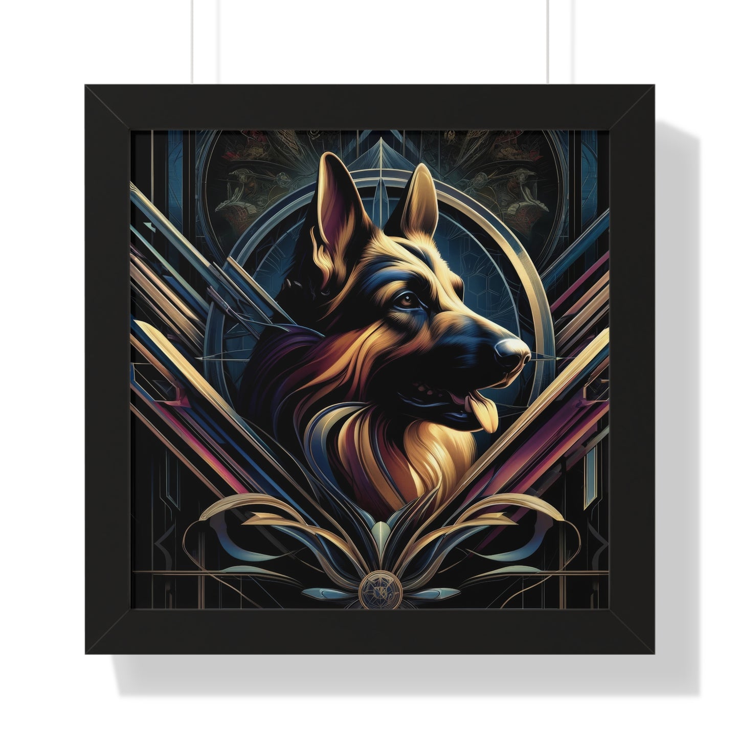 Gothic inspired German Shepherd Framed Poster Painting 16x16