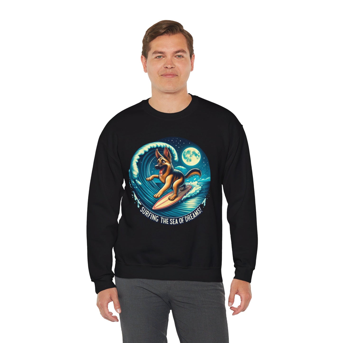 Surfing the Sea of Dreams Sweatshirt (10 colors) (German Shepherd)