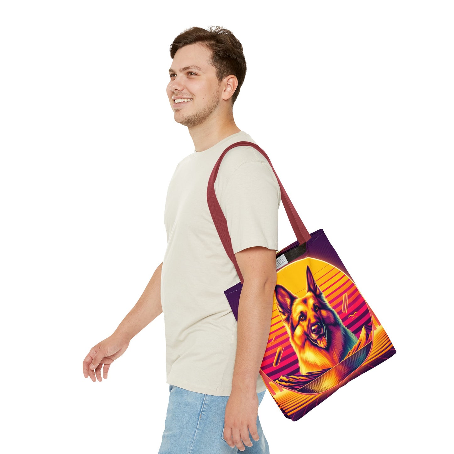 Vaporwave and golden hour German Shepherd Tote Bag