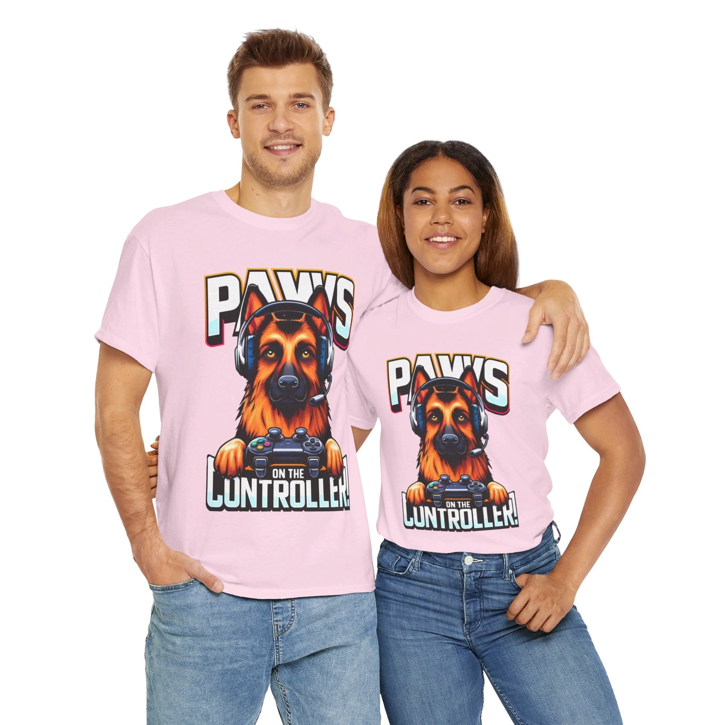 Paws on the Controller T-Shirt (13 colors) (German Shepherd)