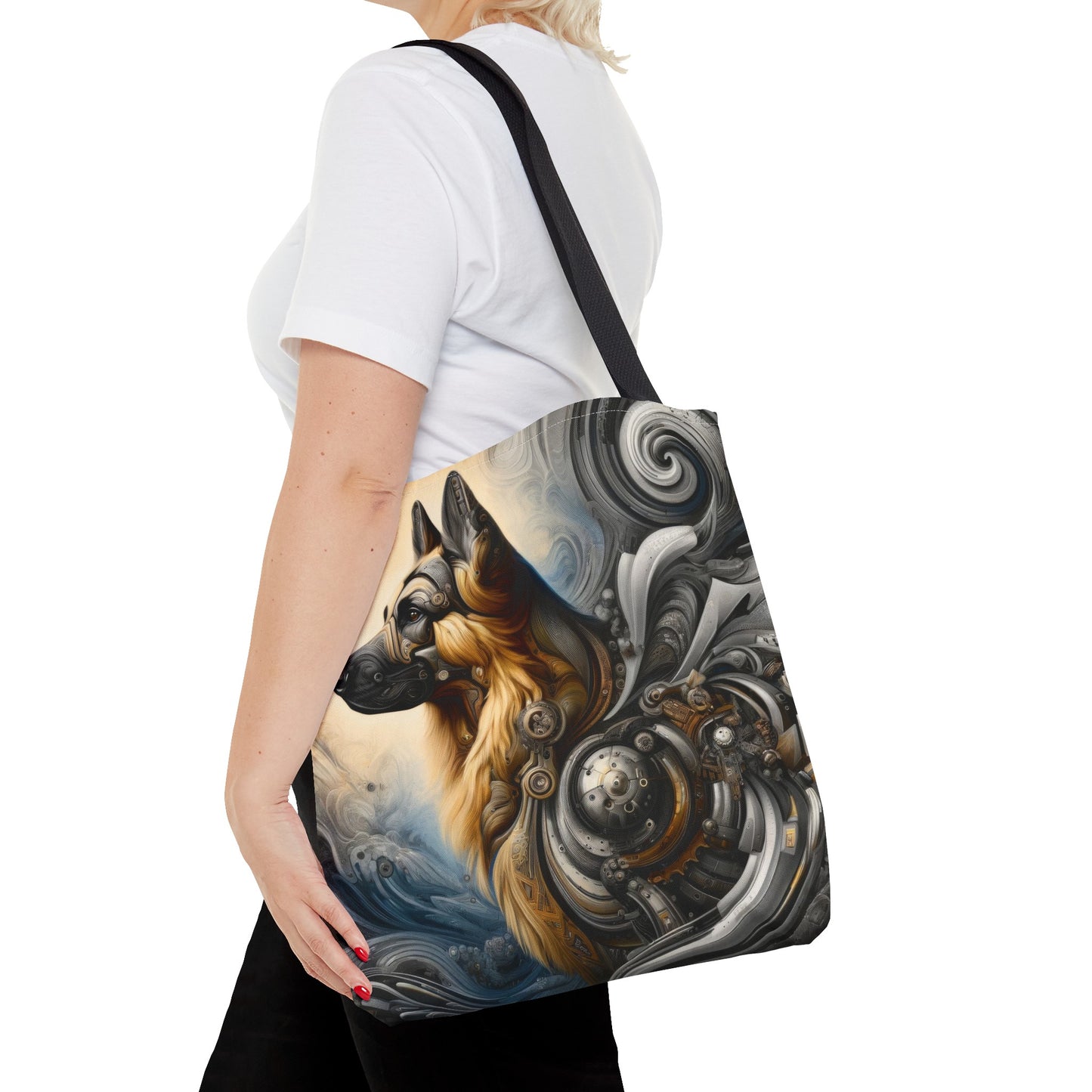 Byzantine, charcoal, and cybernetic German Shepherd Tote Bag