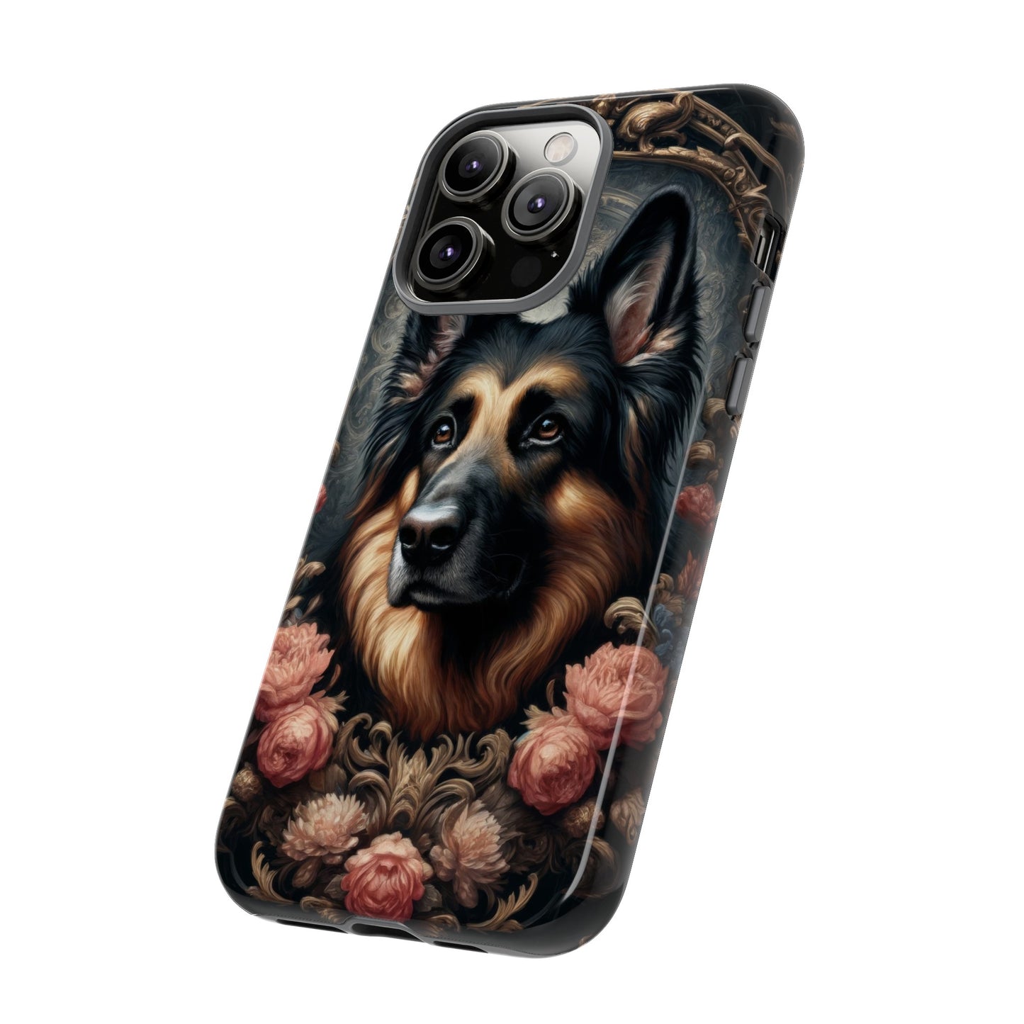 Gothic, high angle German Shepherd Phone Case