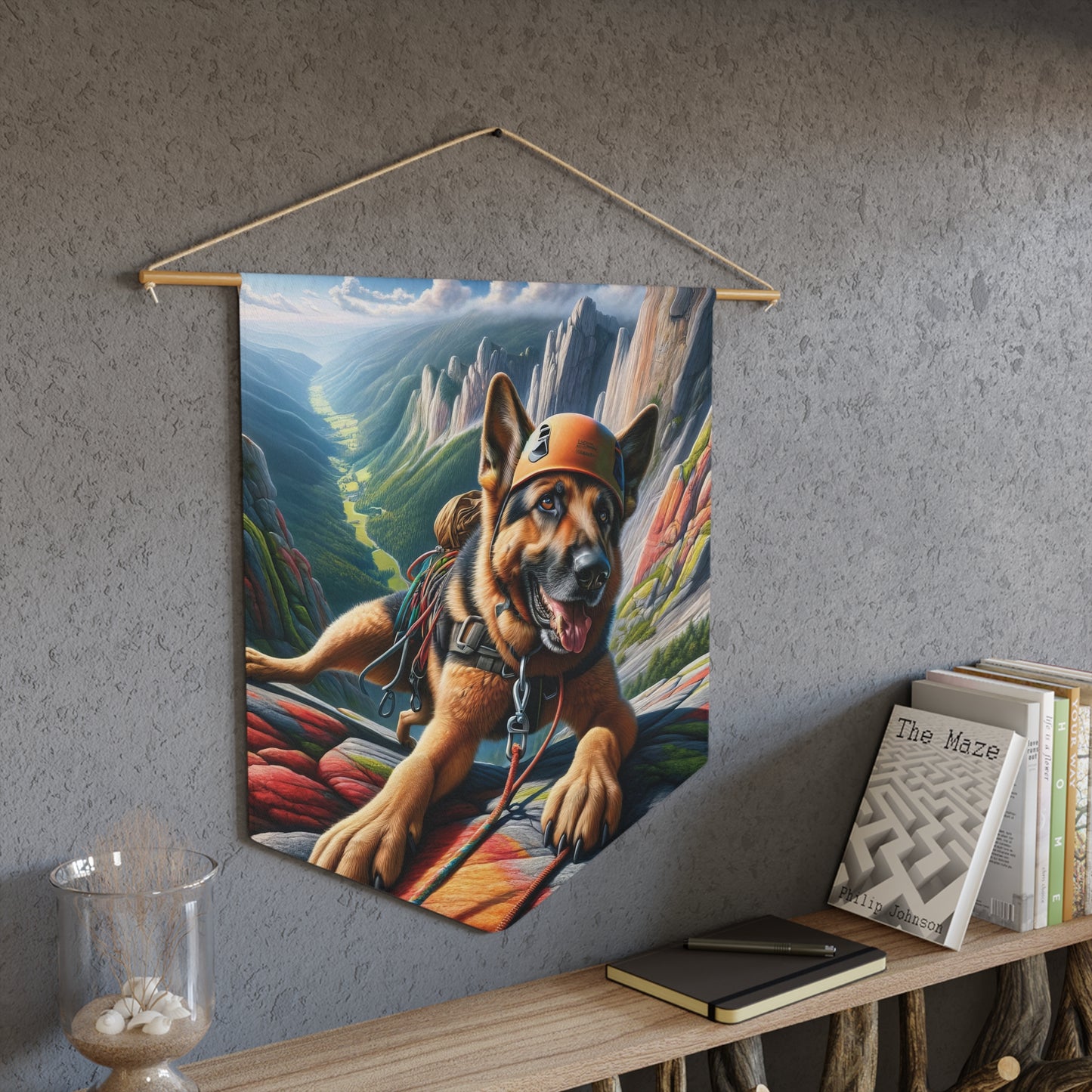 German Shepherd Rock climbing Pennant