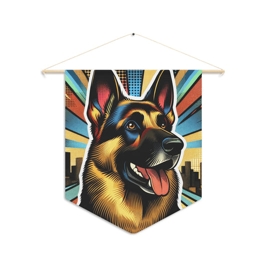 Comic style German Shepherd Pennant