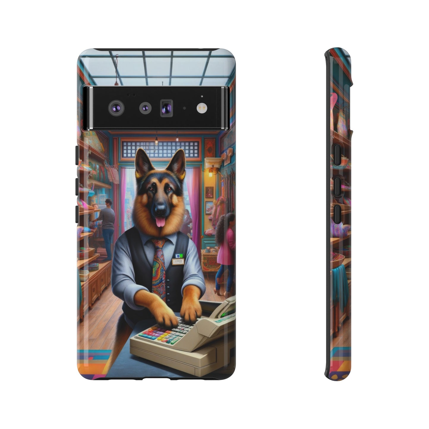 German Shepherd Operating a Cash Register Phone Case