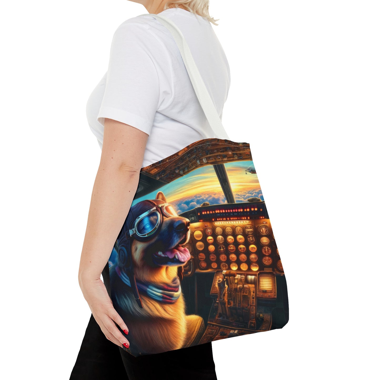 German Shepherd Flying an Airplane Tote Bag