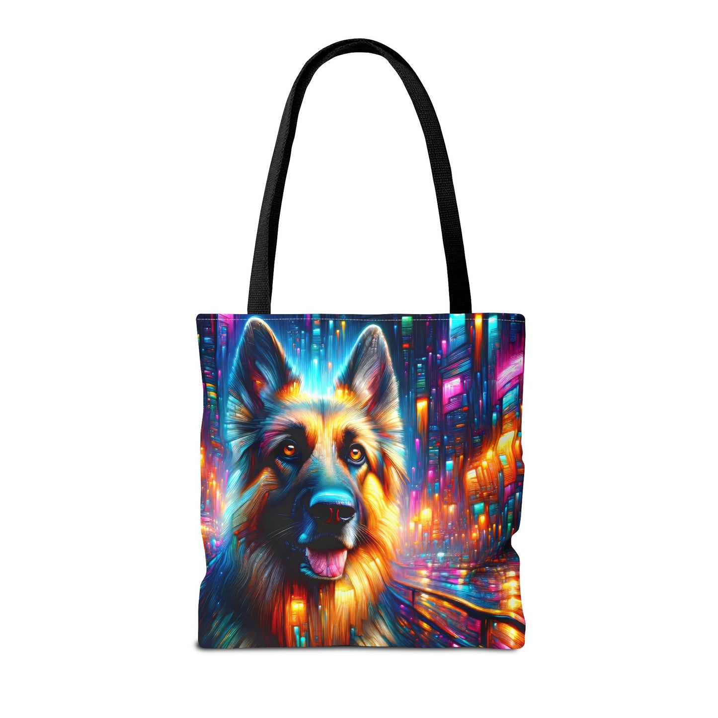 Neon light German Shepherd Tote Bag