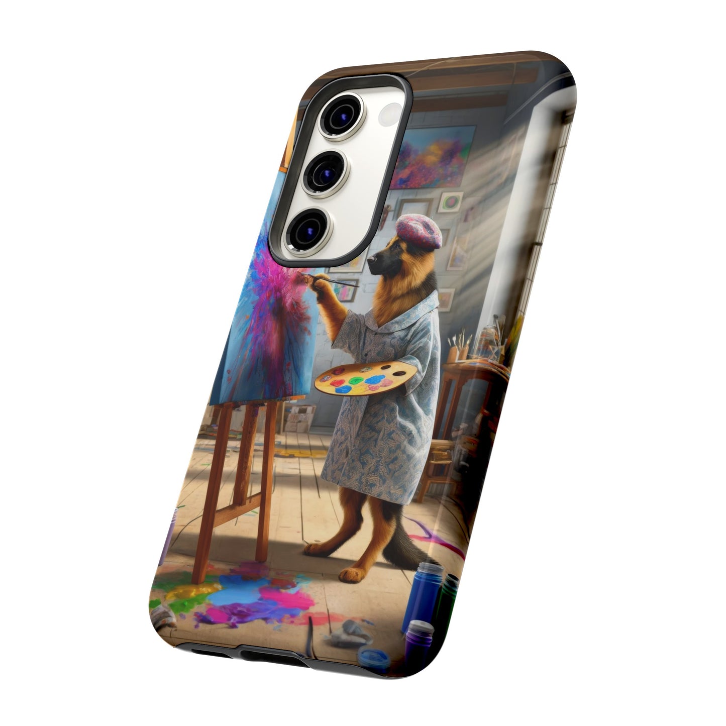 German Shepherd Painting on a Canvas Phone Case