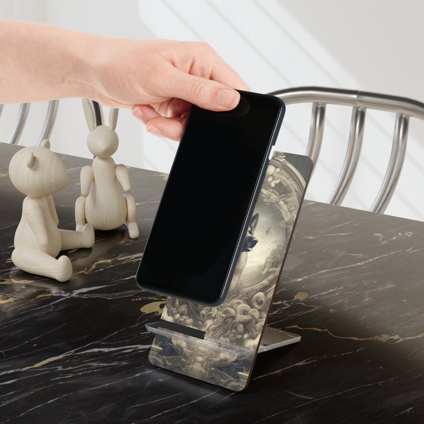 Dreamy fantasy and rococo German Shepherd Smartphone Stand