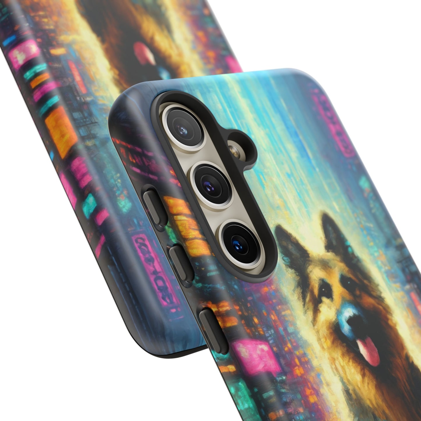 Impressionism meets cyberpunk German Shepherd Phone Case