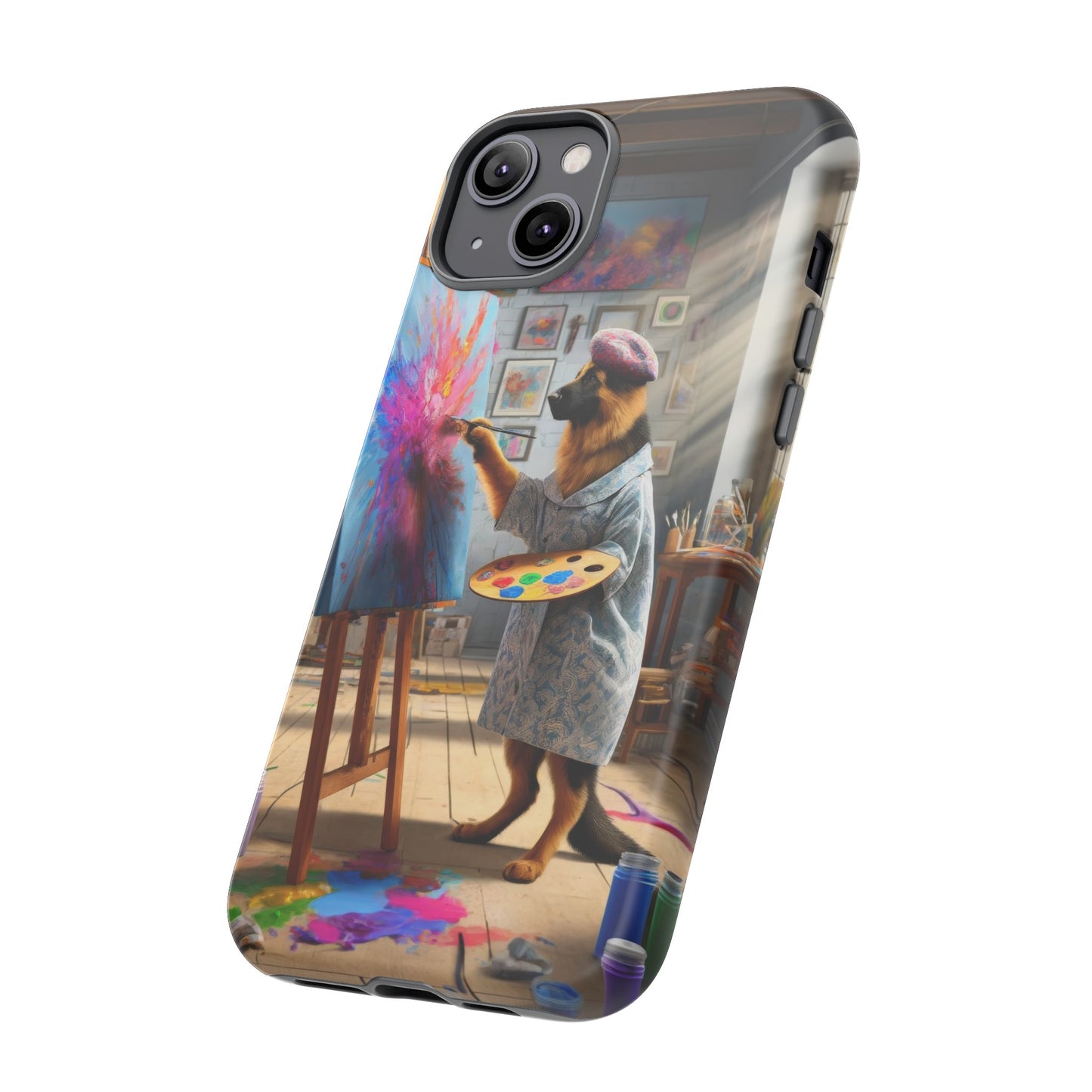 German Shepherd Painting on a Canvas Phone Case