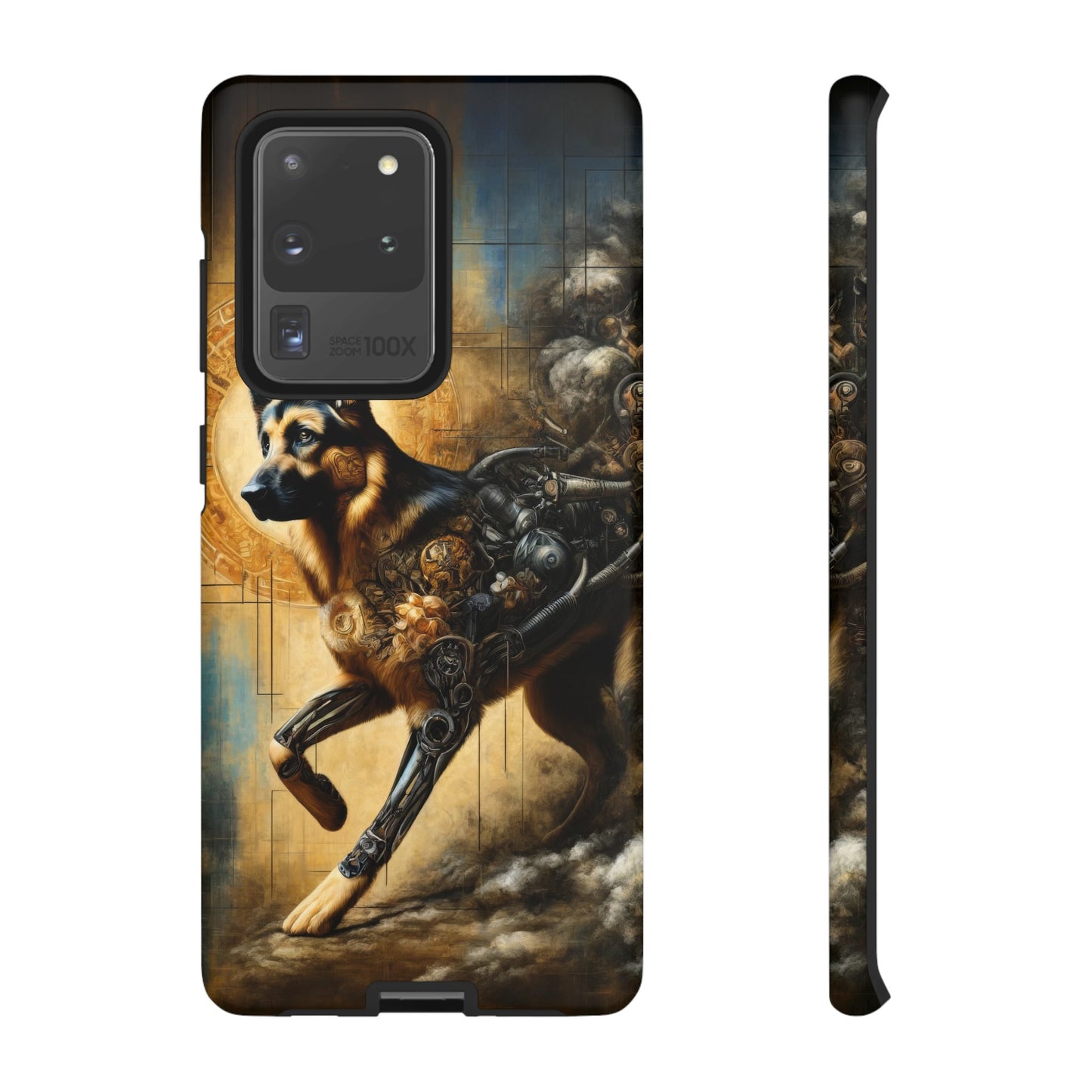 Byzantine, charcoal, and cybernetic German Shepherd Phone Case