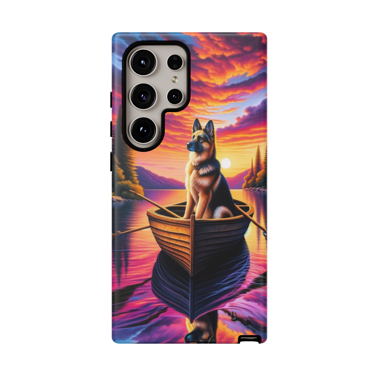 German Shepherd Rowing a boat Phone Case