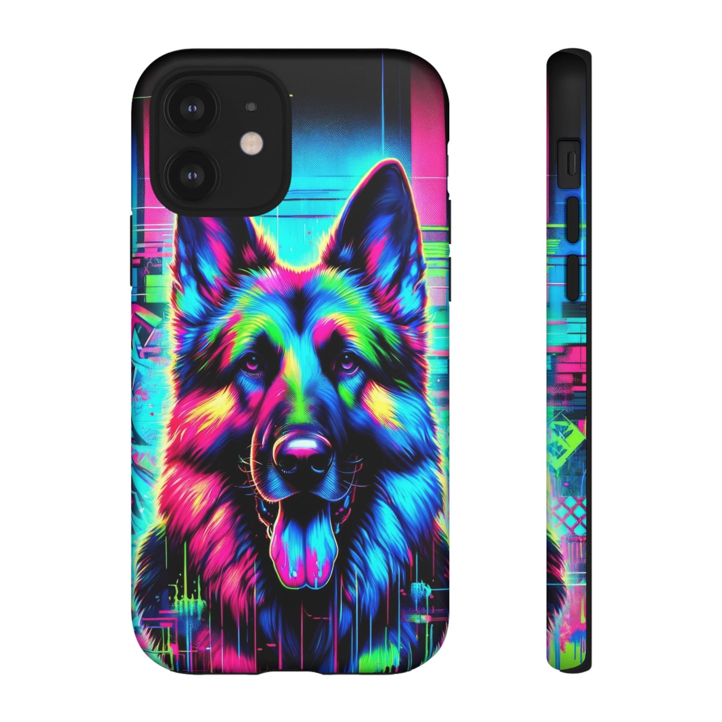 Neon graffiti German Shepherd Phone Case