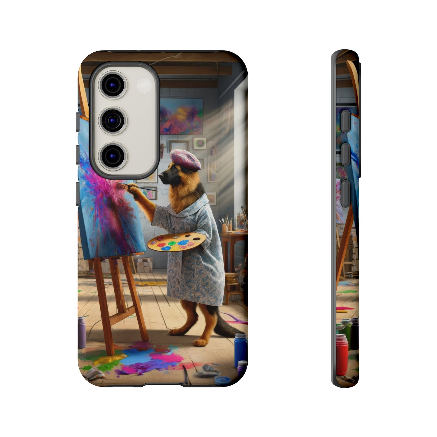 German Shepherd Painting on a Canvas Phone Case