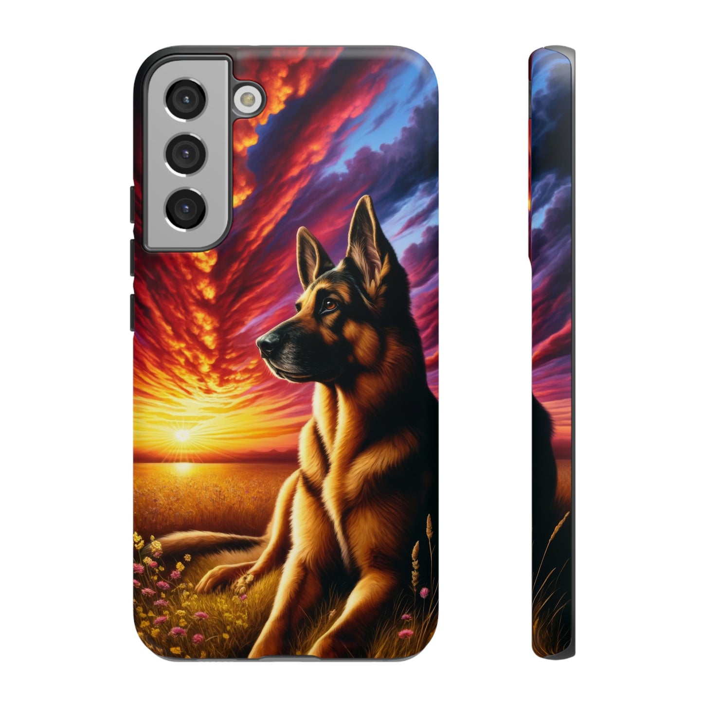 German Shepherd Watching a Sunset Phone Case