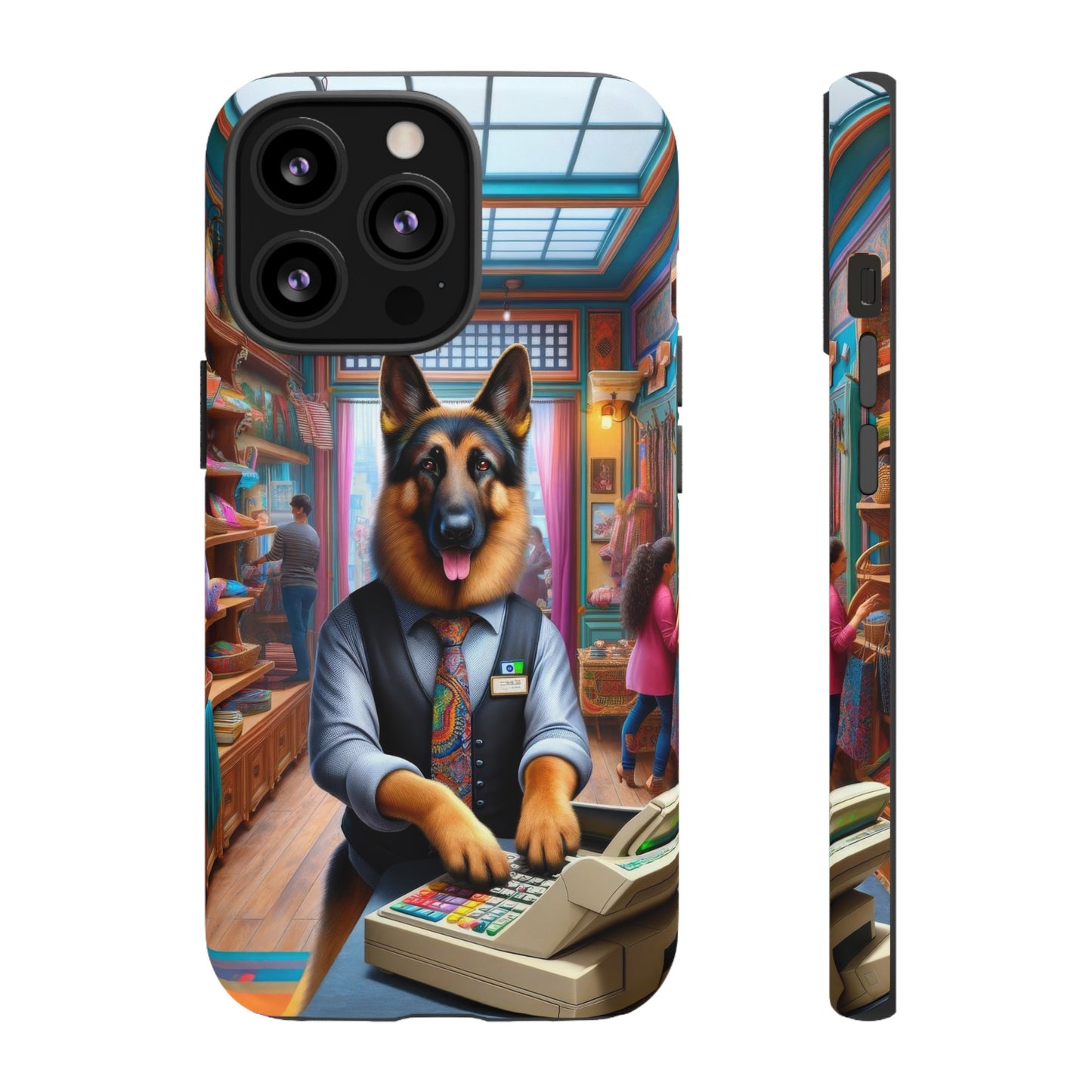 German Shepherd Operating a Cash Register Phone Case