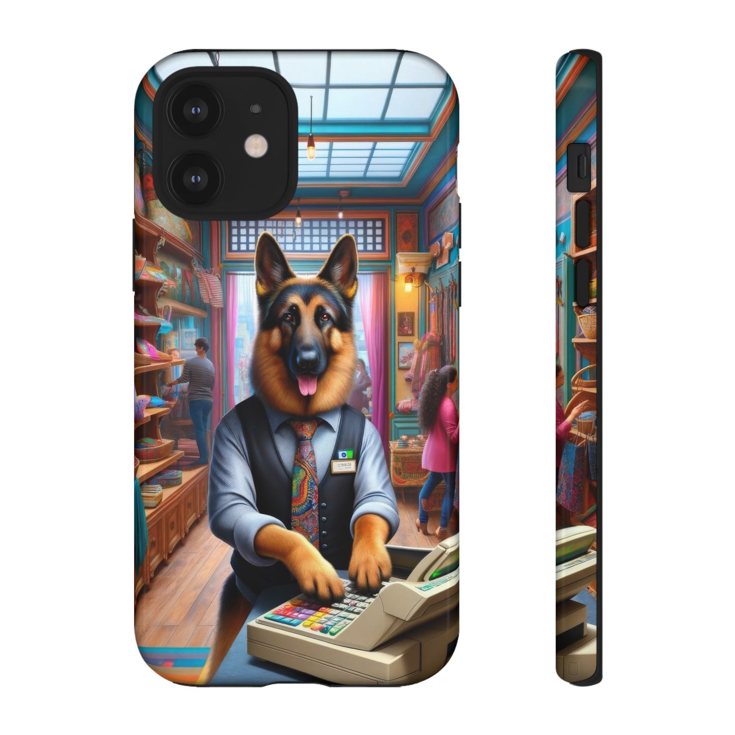 German Shepherd Operating a Cash Register Phone Case