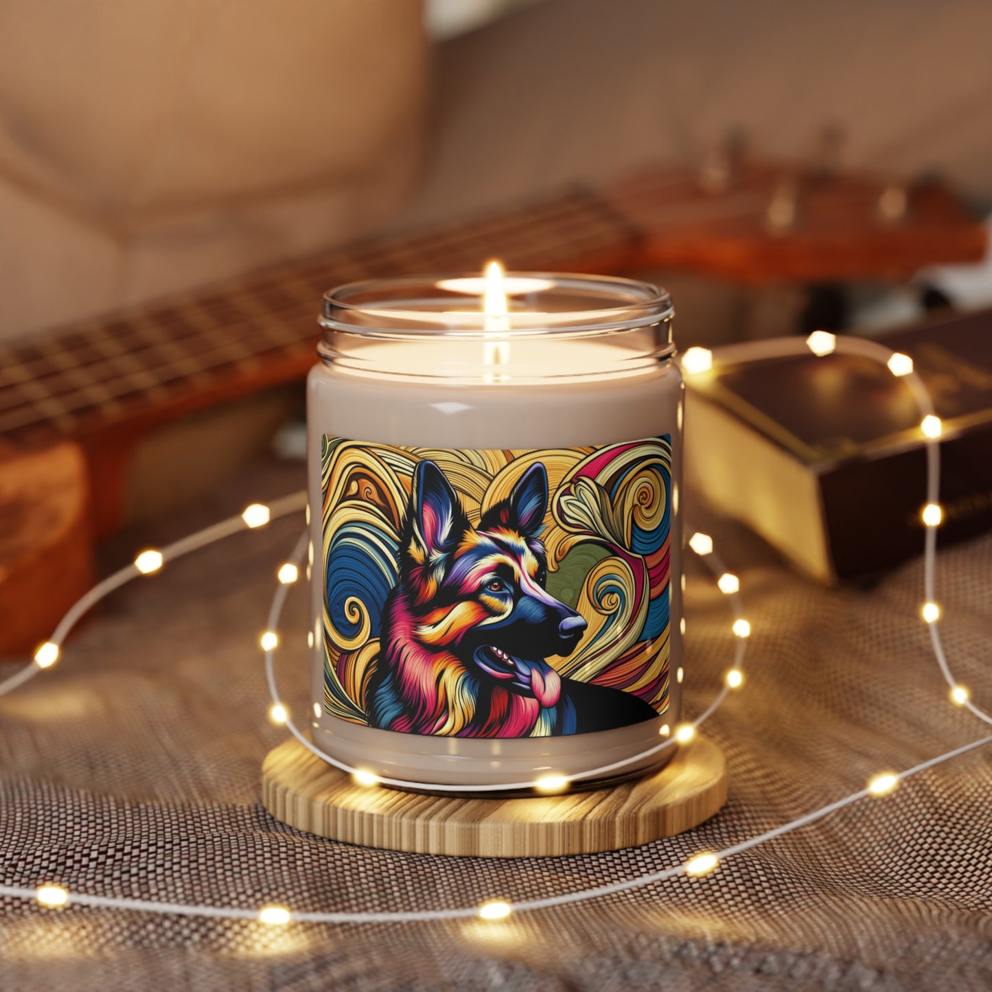 Scratchboard technique German Shepherd Scented Soy Candle, 9oz