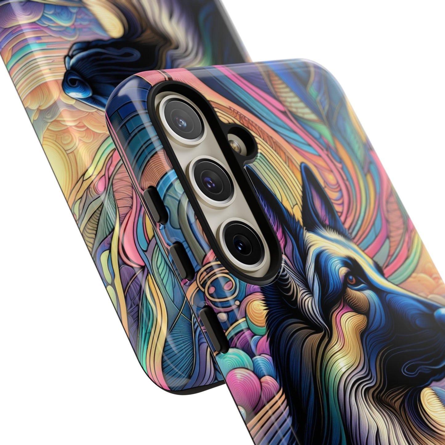 Art nouveau and vaporwave German Shepherd Phone Case