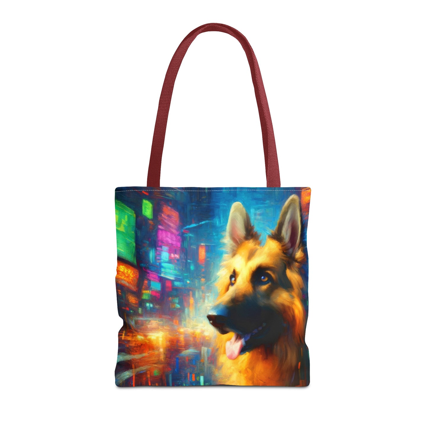 Impressionism meets cyberpunk German Shepherd Tote Bag