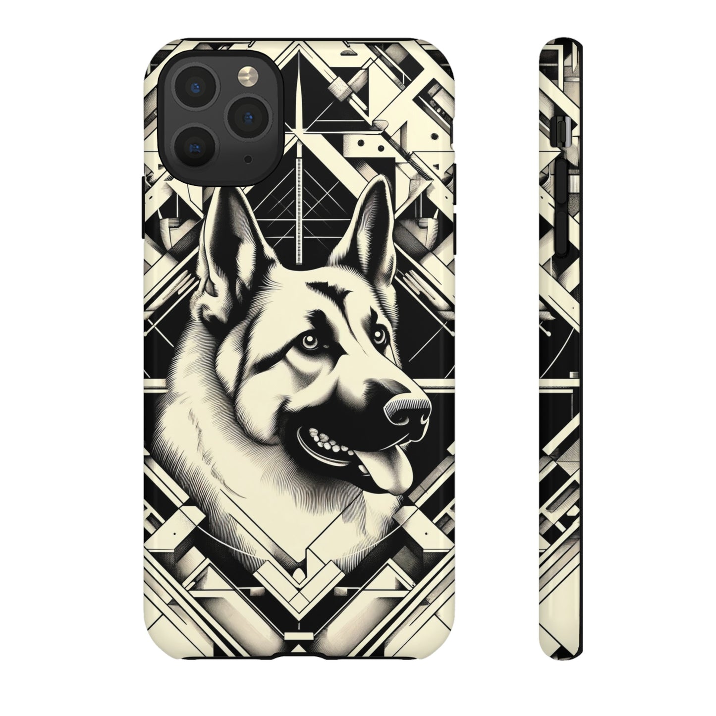 Constructivism and etching style German Shepherd Phone Case