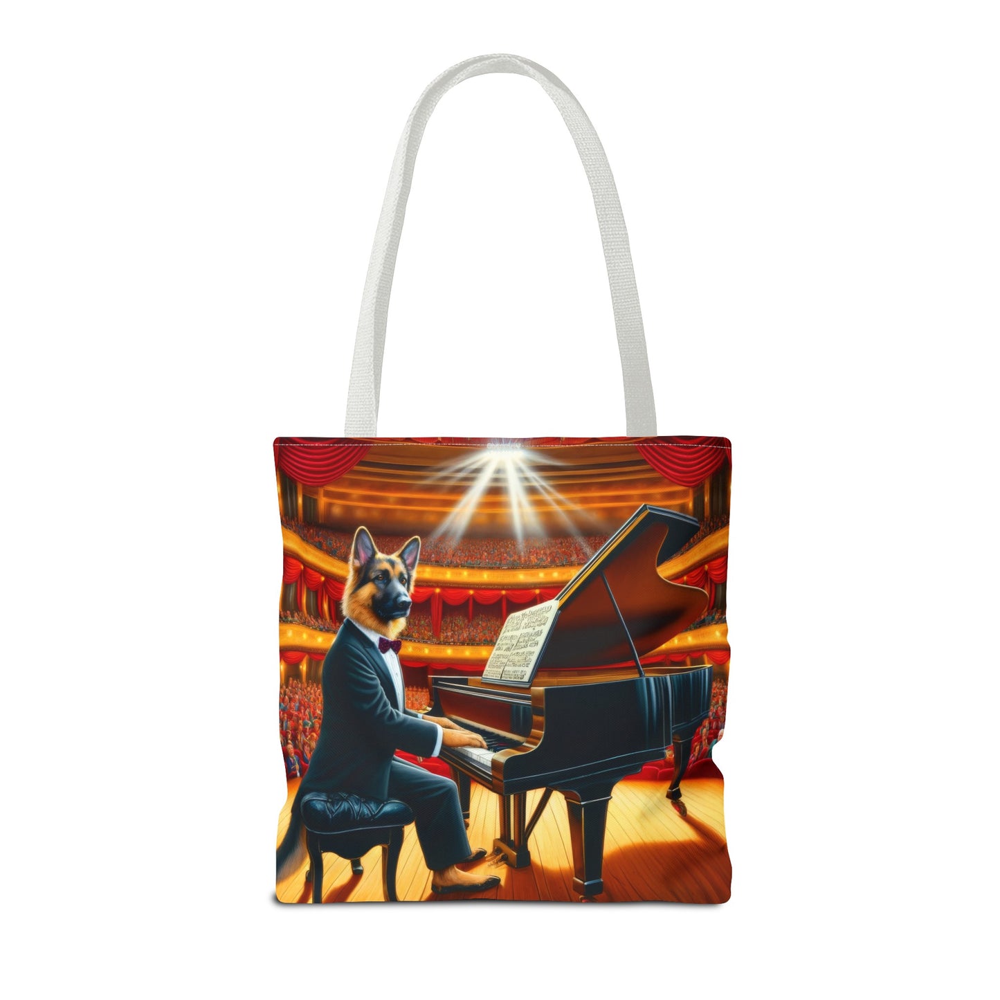 German Shepherd Playing the Piano Tote Bag