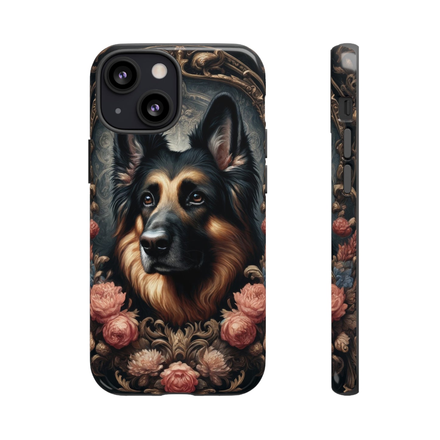 Gothic, high angle German Shepherd Phone Case