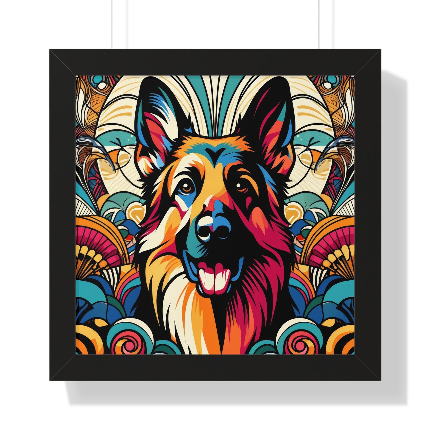 Art German Shepherd Framed Poster Painting 16x16