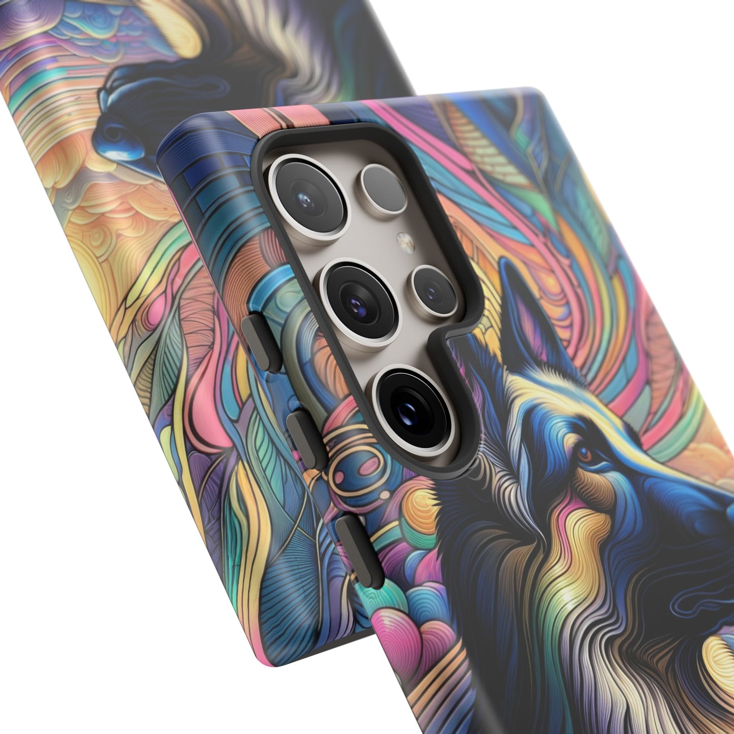 Art nouveau and vaporwave German Shepherd Phone Case