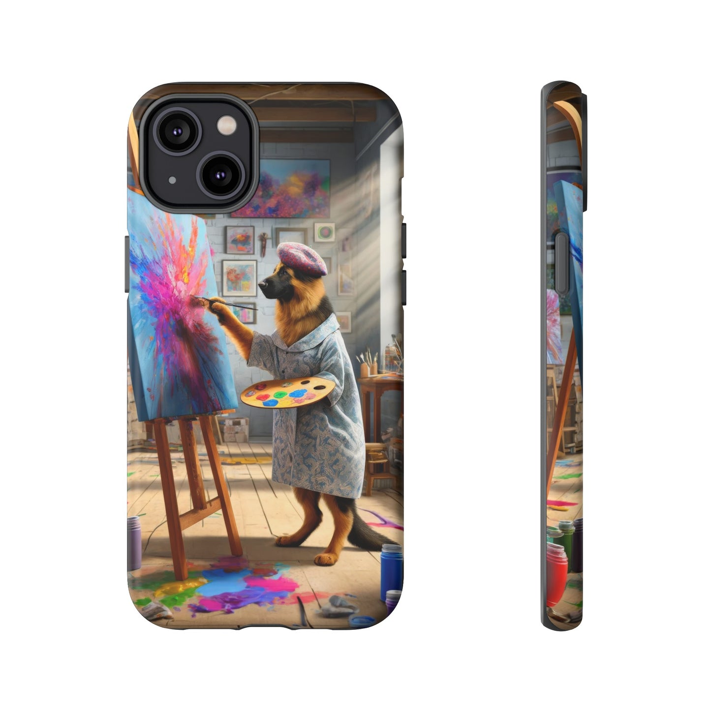 German Shepherd Painting on a Canvas Phone Case