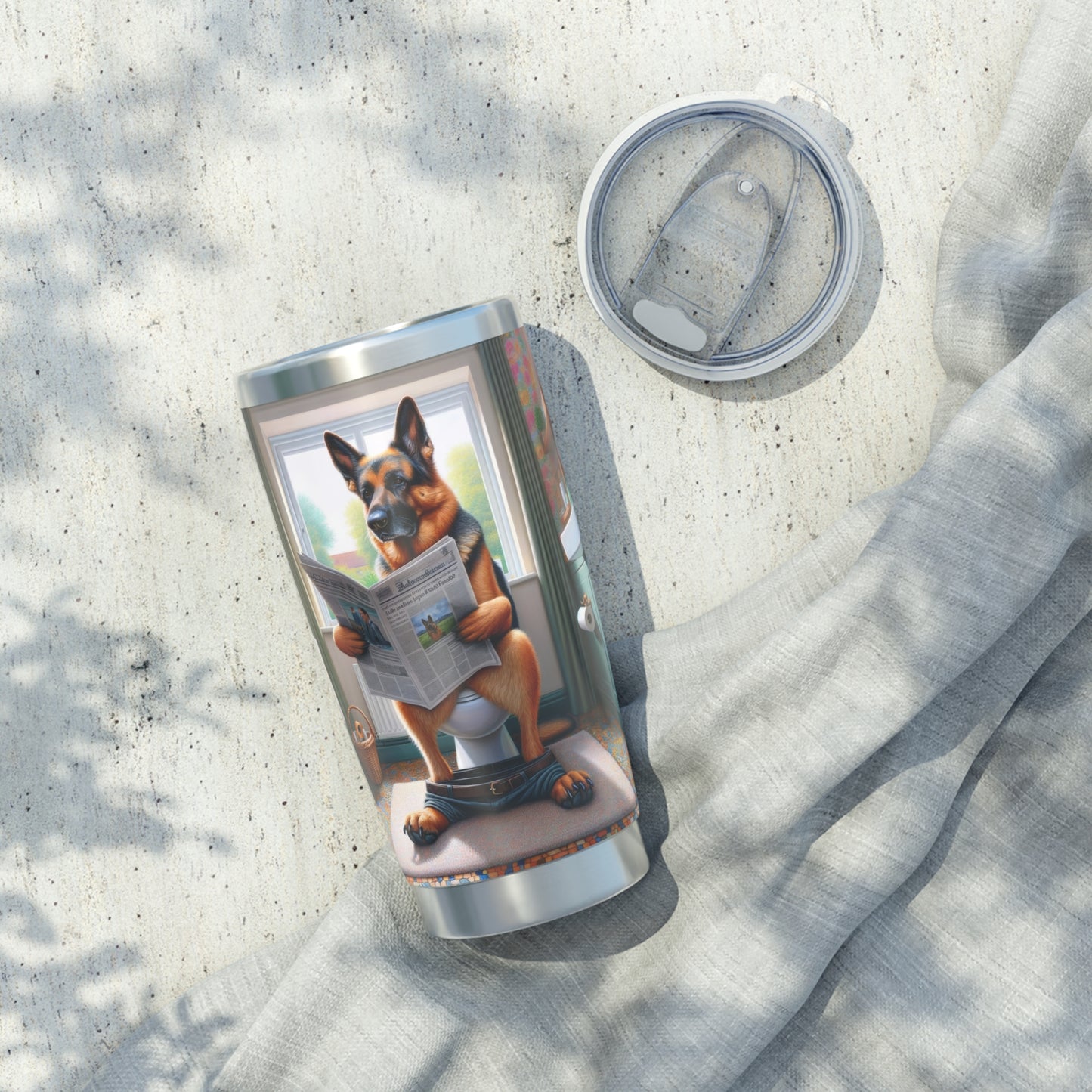 German Shepherd using a toilet 20oz Tumbler